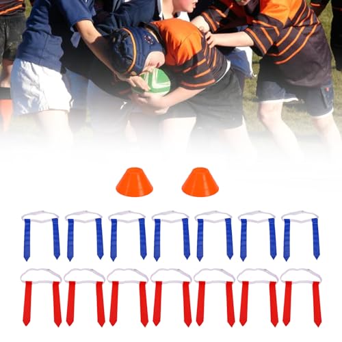 RiToEasysports Flag Football Set, PVC Touch Fastener Fastener with Adjustable Football Belts and Flags for Youth Adults Kids Team Sports Training