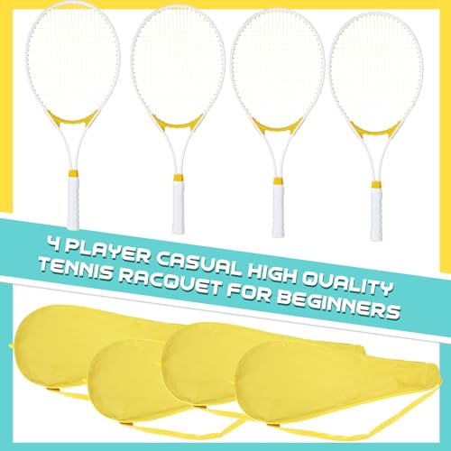 Liliful 4 Pcs Tennis Rackets for Adults Recreational 4 Players 27 Inch Tennis Racquets Lightweight Tennis Rackets Bulk for Women Men Tennis Training and Beginners with Overgrips and Carry Bag