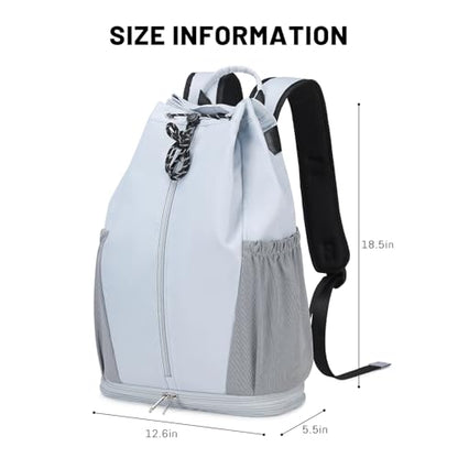 Gym Backpack with Drawstring Closure, Expandable Shoe Compartment, Water Resistant Laptop Backpack, Thick Padded Back & Shoulder Straps, Heavy Duty Durable Daypack for Sports, Work, Travel, Black