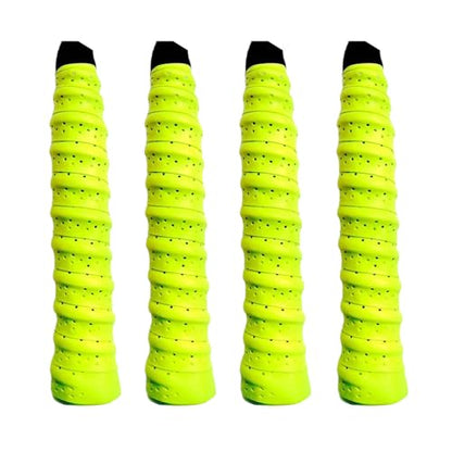 4PCS Tennis/Badminton Racket Grips, Badminton Hand Glue Outdoor Anti-Slip Badminton Tennis Racket Handle Grip Bands Tape, Wrap Your Racquet for High Performance - color: yellow