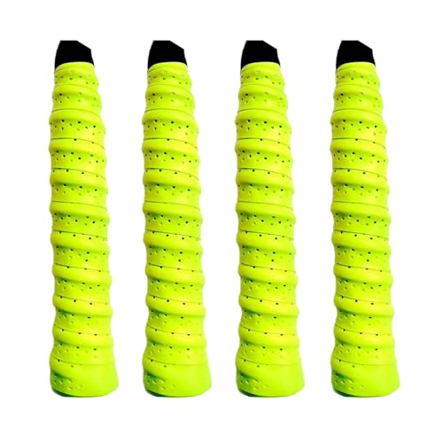 4PCS Tennis/Badminton Racket Grips, Badminton Hand Glue Outdoor Anti-Slip Badminton Tennis Racket Handle Grip Bands Tape, Wrap Your Racquet for High Performance - color: yellow