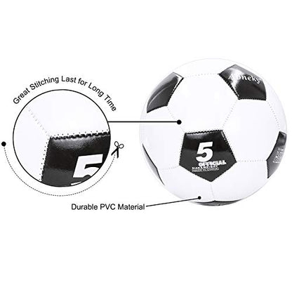 Aoneky Soccer Ball with Pump - color: 5 Pack with 1 Pump - White/Black, size: 5