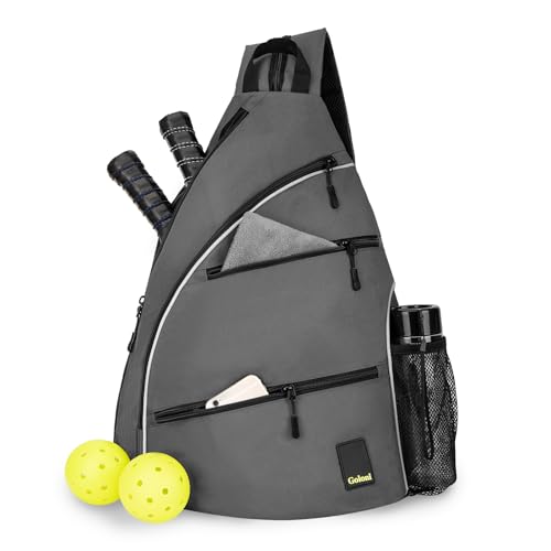 Goloni Pickleball Bag for Women Men, Convertible Pickleball Backpack Sling Bag with Fence Hook, Waterproof Polyester Paddle Bag with Multiple Compartments