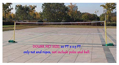 Badminton Tournament Net with Rope Cable 20 FT x 2.5 FT