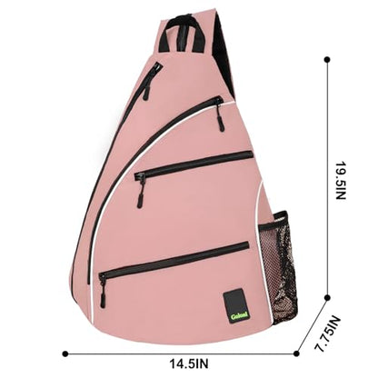 Goloni Pickleball Bag for Women Men, Convertible Pickleball Backpack Sling Bag with Fence Hook, Waterproof Polyester Paddle Bag with Multiple Compartments - color: Pink