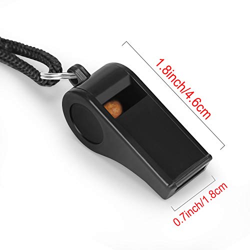 Fya Plastic Whistle with Lanyard, Loud Clear Black Whistles Bulk Great for Coaches, Referees, and Officials - color: 12PCS