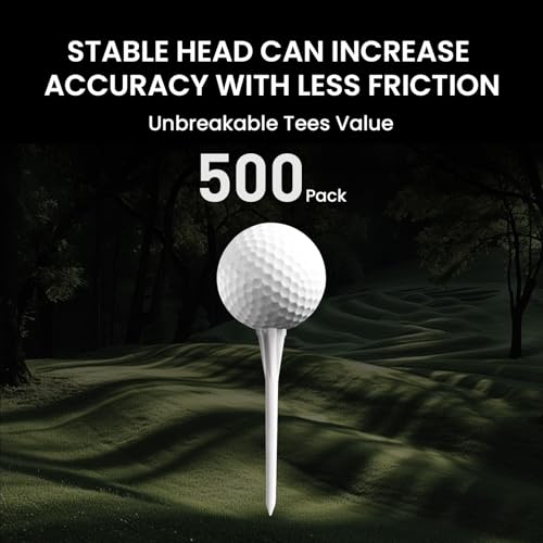 FINGER TEN Golf Tees Plastic Unbreakable Easy to Find Bulk Value 200/500/1000 Count, 2 3/4 3 1/4 Inch Tee Driving Range Reduce Friction, Green Red White USA Flag Practice - color: White, size: 500 Count (3 1/4 Inch)