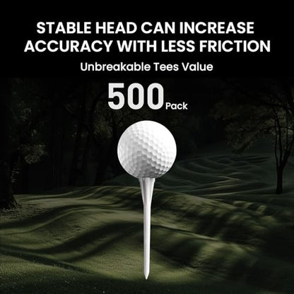 FINGER TEN Golf Tees Plastic Unbreakable Easy to Find Bulk Value 200/500/1000 Count, 2 3/4 3 1/4 Inch Tee Driving Range Reduce Friction, Green Red White USA Flag Practice - color: White, size: 500 Count (3 1/4 Inch)
