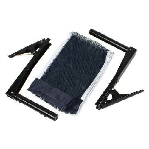 Ruilogod Table Tennis Dark Blue Nylon Net Ping Pong Clamp Post Stand Set