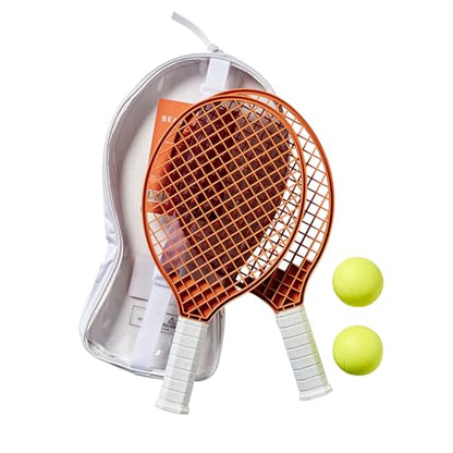 SUNNYLiFE Beach Racket Set, Beach Tennis, 2 Rackets and 2 Balls, PP and TPR Material, Clay Color, with Mesh Carry Bag