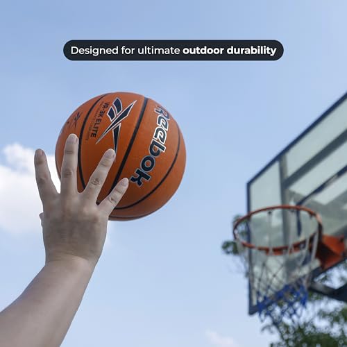 Reebok Hi Vis Elite Basketball, Official Size, Composite Leather, Anti-Slip Grip, Consistent Shape Retention, Includes Pump & Needle, VR-3K Series - color: Orange