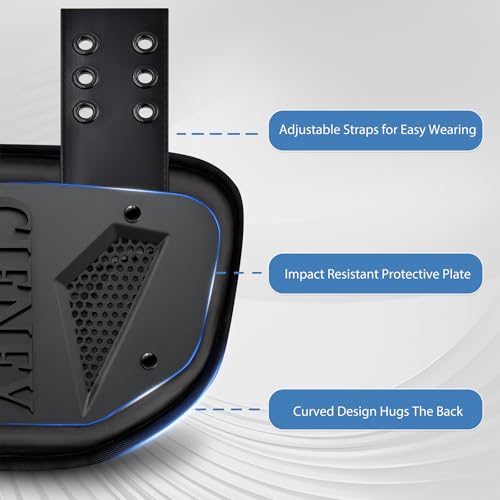 Football Back Plate, Lower Backplate with Hard Shell, High Impact Padding and Durable Adjustable Straps for Youth and Adults - color: Black, size: Adult