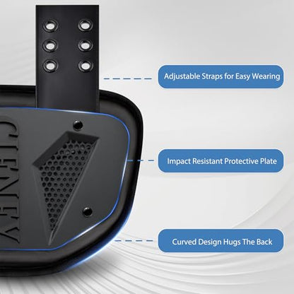 Football Back Plate, Lower Backplate with Hard Shell, High Impact Padding and Durable Adjustable Straps for Youth and Adults - color: Black, size: Adult