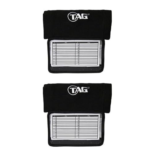 TAG Adult Wrist Coach 2 Pack, Five Window Size 5" x 3", Football Baseball Softball Plays Playbook Quarterback Wristband, Black