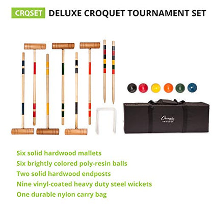 Champion Sports Outdoor Game Sets – Volleyball, Badminton, Tetherball, Bocce & Croquet - style: Outdoor Badminton Set