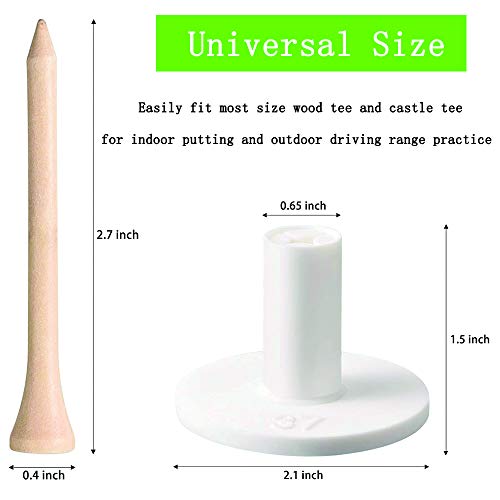 KEEPUP 10 Set Golf Rubber Tee Holder Set for Driving Range Golf Practice Mat Indoor Outdoor Size 1.5 Inch (10 Golf Rubber Tee Holders, 10 Bamboo Tees)