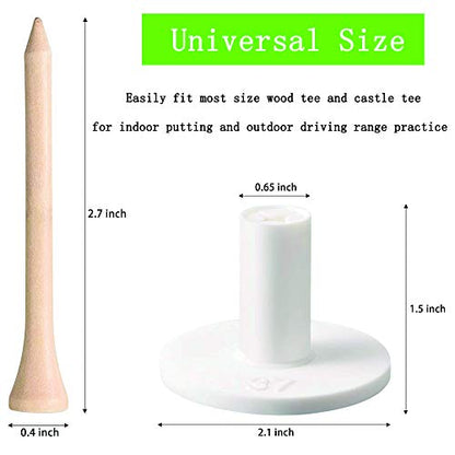 KEEPUP 10 Set Golf Rubber Tee Holder Set for Driving Range Golf Practice Mat Indoor Outdoor Size 1.5 Inch (10 Golf Rubber Tee Holders, 10 Bamboo Tees)