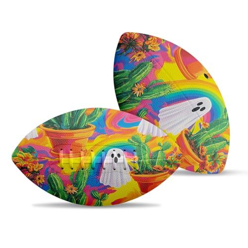 American Football, Official Size 11.9 x 7.3 Inch, Premium Composite Leather High-Grip Ball with Pro-Style Lacing, Unique Prints for Training, Games & Gifts - color: Ghost Cactus