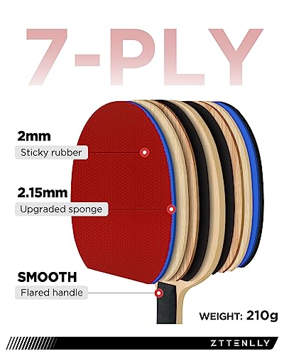 Ping Pong Paddle with Carbon Technology | Performance-Series,7-ply Finest Blade, Expert Speed/Edge/Balance, Thicker Protector Case | Table Tennis Racket for Professional - color: 2-Pack, style: Edge