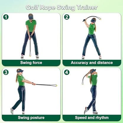 Golf Rope Swing Trainer,Portable Golf Training Aid Improve Speed,Rhythm and Warm Up,Indoor Outdoor Grip Trainer Golf Swing Training Aid for Beginners Advanced Golfers