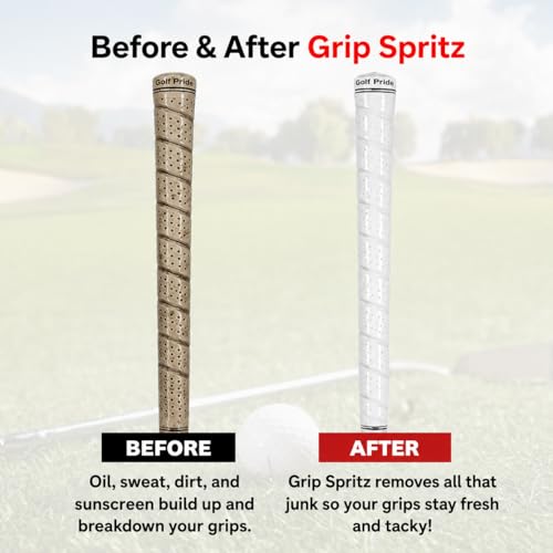 Grip Spritz - Golf Grip Cleaner & Restorer Spray 3-in-1 Clean, Rejuvenate, & Preserve Tackiness - Remove Oil & Dirt to Enhance Club Feel, Control, & Accuracy - Golf Bag Accessory — USGA Approved