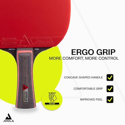 JOOLA Duo Pro Ping Pong Paddles Set of 2 - Professional Table Tennis Paddles, Three Advanced 3 Star Tournament Ping Pong Balls and Carrying Case - Advanced Table Tennis Rackets - color: Red