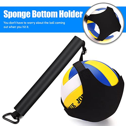 TOBWOLF Volleyball Spike Trainer with Bottom Holder, Volleyballs Spiking Pal for Basketball Hoop, Adjustable Volleyball Holder, Solo Practice Trainer Improves Serving, Jumping and Spiking Power