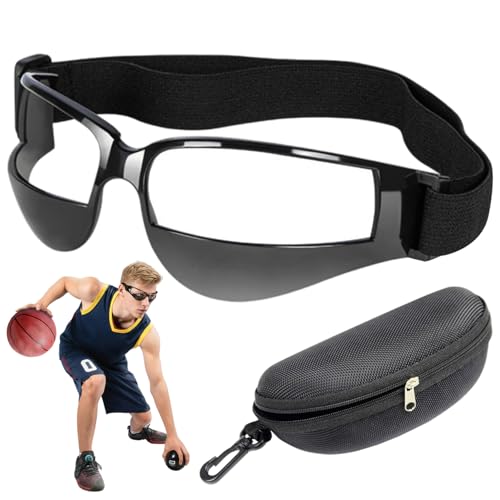 Basketball Dribbling Goggles Training Glasses with Case Adjustable Strap Eye Shield for Ball Handling Skills Practice Flexible Sports Equipment for Kids Teens Adults