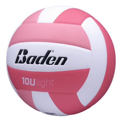 Baden | 10U Light | Official Size, 2 oz Lighter Entry Level Youth Indoor Volleyball | PU Composite, Extra Foam Backing, Reduce Sting - color: Soft Pink/Dark Pink