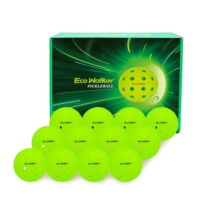 Outdoor 40-Hole Pickleball Balls – Durable, Wind-Stable Polymer for Recreational Play – High Visibility, 12-Pack - color: GREEN