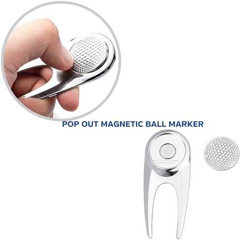 Golf Divot Repair Tool with Magnetic Golf Ball Marker (2 Pack) - Sleek Ergonomic Design, Durable and Long Lasting, Golf Accesories for Men and Women