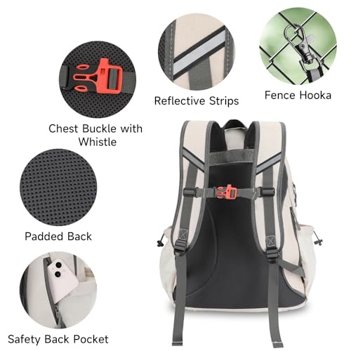 SANLIKE Pickleball Bag Backpack for Men Women，Large Pickle Ball Paddle Bag Fits 2 to 4 Paddles,Sports Duffle Bags with Shoe Compartment and Pocket - color: White