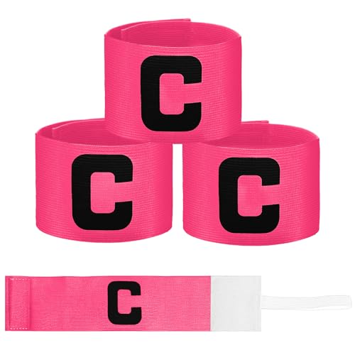 3PCS Captain Armbands, 7x33 Cm/2.75x13 Inch Rose Red Soccer Captain Armband Adjustable Leader Armband Team Sport Armband Football Rugby Basketball Player Band for Adult Youth Soccer Volleyball Team