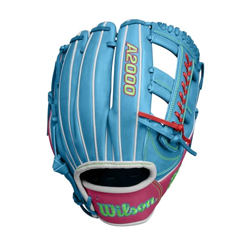 Wilson Fall 2024 A2000® Baseball Gloves - color: Sky Blue/Flamingo, size: Infield - 11.75"