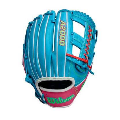 Wilson Fall 2024 A2000® Baseball Gloves - color: Sky Blue/Flamingo, size: Infield - 11.75"