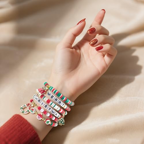 OHOME Stocking Stuffers - 6 Pack Bracelets for Teen Girls Women | Christmas Gifts for Teens Men Adults - Christmas Decorations Accessories Shirts Outfits | Xmas Sweater Dresses for Girls 2025 - style: Christmas