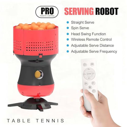 Automatic Table Tennis Robot with Remote, Ping Pong Machine – Adjustable Ball Speed & Frequency, Oscillation Mode for Dynamic Match Simulation