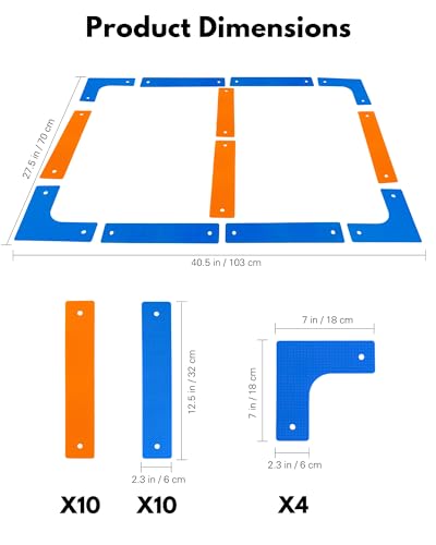 Court Lines Marker Set, 24 Boundary Markers + 48 Ground Stakes, Indoor/Outdoor Field Marking Kit for Pickleball Court, Multi-Use Lines for Training, Games & Fitness Drills, Agility, Dodgeball, Soccer