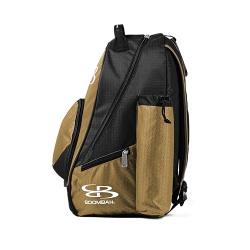 Boombah Tyro Baseball/Softball Bat Backpack - 20" x 15" x 10" - Holds 2 Bats up to Barrel Size of 2-5/8" - color: Black/Vegas Gold