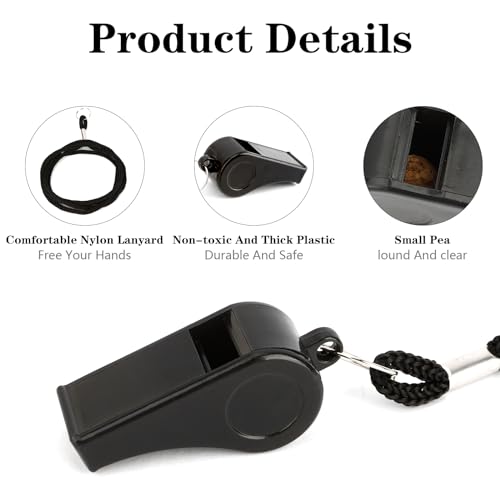 Whistle, Whistle for Coaches, Plastic Whistles for Adults, Coach Whistles with Lanyard, Referee Whistle Loud Crisp Sound Whistle Emergency for Teacher Polices Officials Sport Training Lifeguard