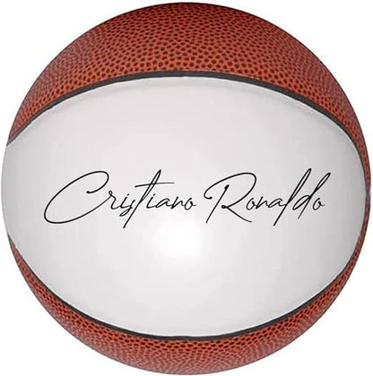 Autograph Blank Basketball - Official Sizes - One Large White and 6 Brown Panels Signable Basketball Trophy - Autograph Basketball Gift - style: Regulation Size Without Base