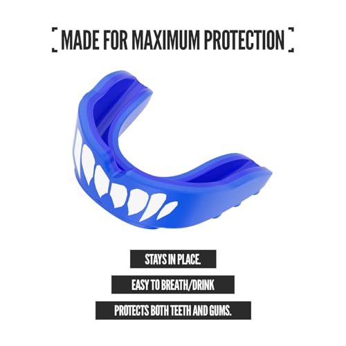 2 Pack Nxtrnd Rush Dual Layer Mouthguard, Custom Fit Sports Mouthpiece for Football, Boxing, MMA, Basketball, Hockey, Lacrosse, Youth & Adult (Blue) - color: Blue