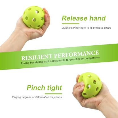 16 Pack Plastic Baseballs - Hollow Softballs for Lightweight Batting Practice - Indoor/Outdoor Training Balls