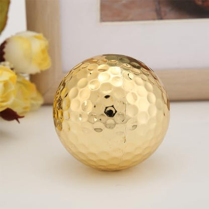 4Pcs Portable Double Layer Gold Plating Golf Ball Accessory Golden for Long Distance High Visibility Practice Training