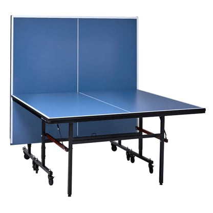 VEVOR Ping Pong Table, Professional Table Tennis Game, Indoor MDF Portable Table Tennis Table, Foldable Ping Pong Table with Quick Clamp Net and Lockable Wheel, 10 Minute Easy Assembly, 18mm Tabletops