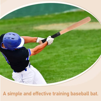 POPETPOP Solid Wooden Baseball Bat 21.25 Inch Handheld Training Bat for Youth and Adult Baseball Practice Durable One-Piece Design