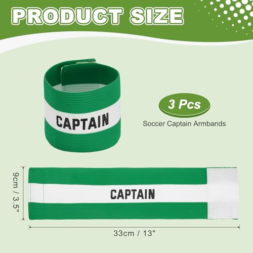 Soccer Captain Armbands, Adjustable Captain Bands Soccer Elastic Armband - color: Green,White