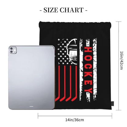Hockey Flag Unisex Drawstring Backpack Bag Sport Gym Travel Swim Sackpack - color: Hockey Flag