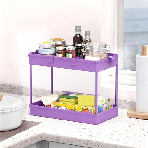 SPACELEAD Slim Storage Cart 3 Tier,Bathroom Organizer Rolling Utility,Mobile Shelving Unit Slide Out for Office, Kitchen, Laundry Room & Narrow Places,Purple - color: Purple