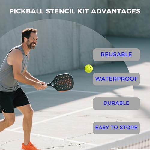 Reusable Pickleball Court Marking Kit, 44x20 Feet Durable Plastic Full-Court Pickleball Court Stencil Kit for Concrete, Instead of Paperboard, Easy Layout with All Accessories Included - style: PICKLEBALL